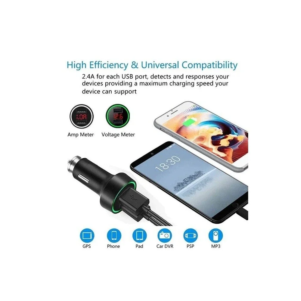 Palumma 24W/4.8A Dual USB Car Charger, 12V to USB Outlet with Cigarette Lighter